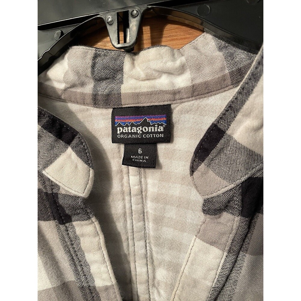 Patagonia Shirt Women’s Size 6 Black And White Checked Lined Organic Cotton L S - Picture 3 of 10